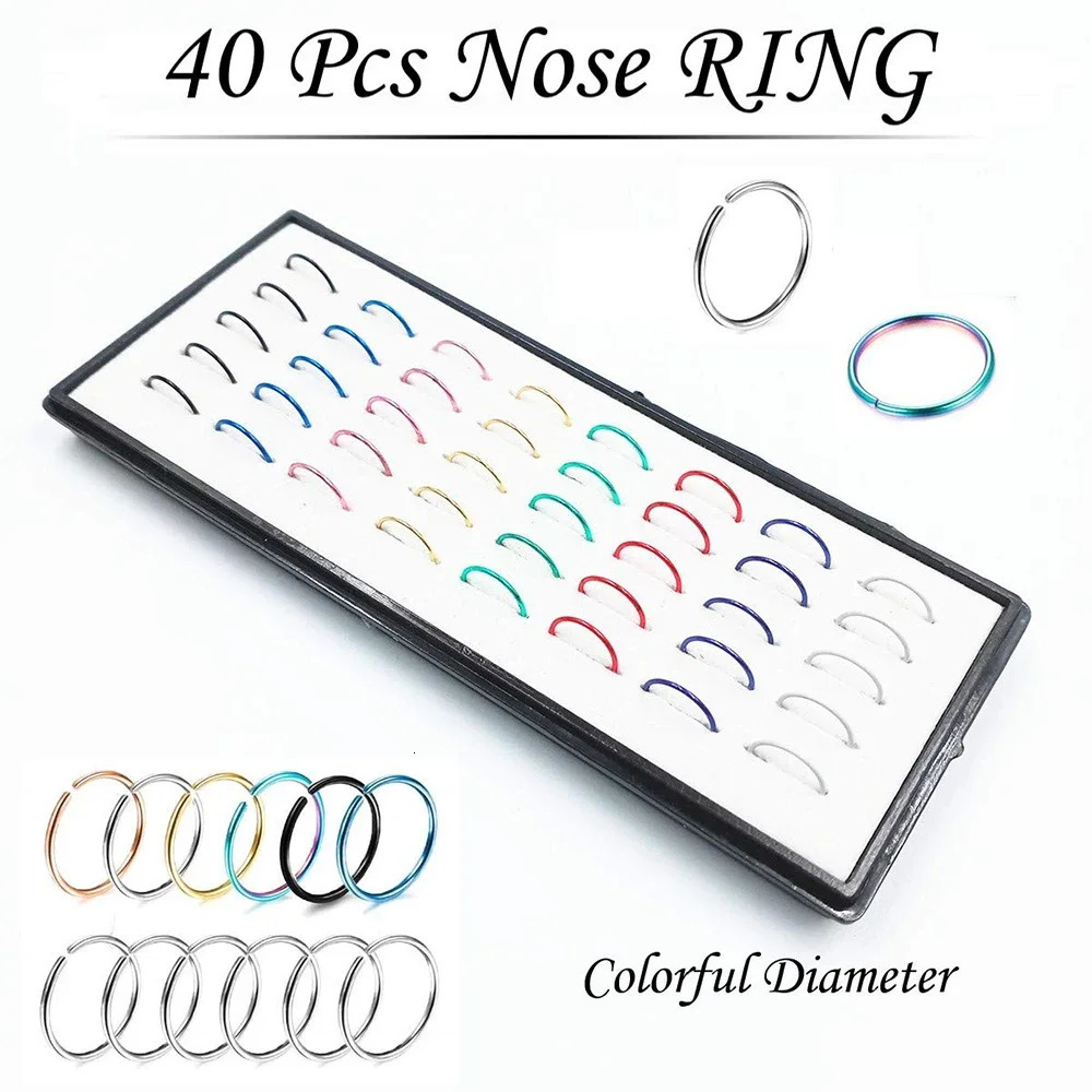 Fashion Crystal Stainless Steel Nose Stud Piercing for Women Hypoallergenic 18mm Ring StraightLScrew Shaped Body Jewerly 241125