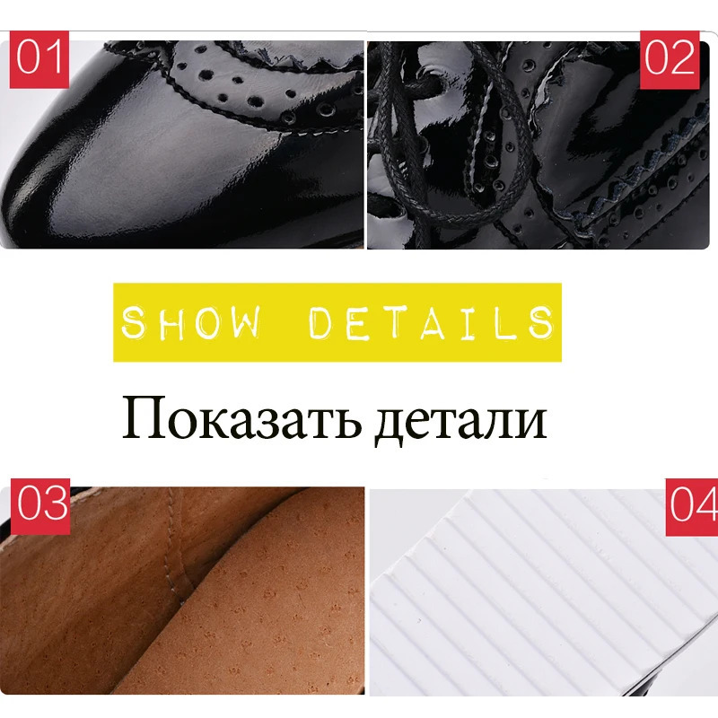 EOFK Spring Autumn Women Derby Platform Flats Brogue Leather Lace up Classic Bullock Footwear Gold Female Oxford Shoes Lady 241126