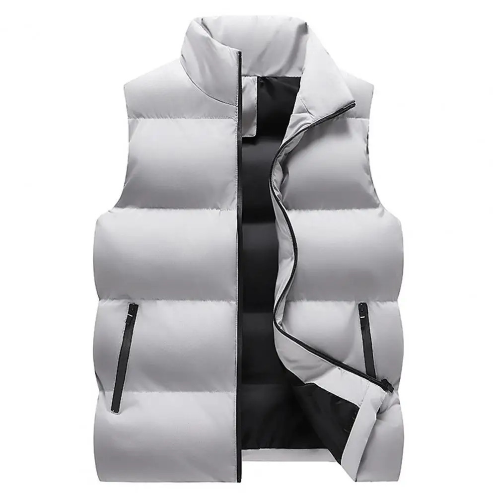 Soft Padded Waistcoat Men Lightweight Stylish Mens Winter Vest Warm Windproof Sleeveless Outerwear with for Outdoor 241129