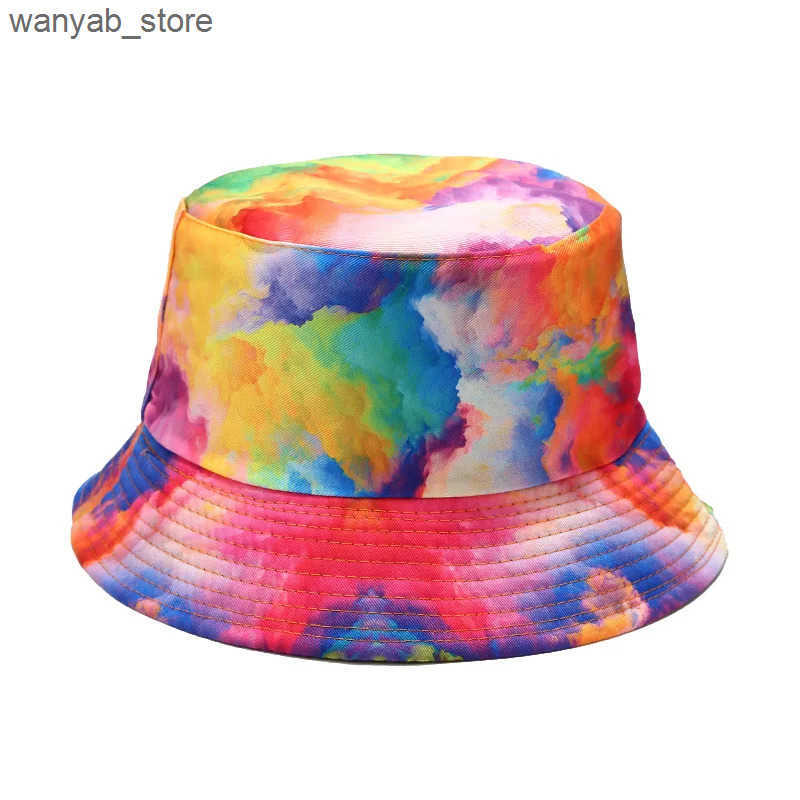 Wide Brim Hats Bucket Hats Bucket Hat Women Graffiti Fishing Fisherman Hat Summer Outdoor Panama Hip Hop Cap Couples Gifts Sunshade Flat Top Double Si