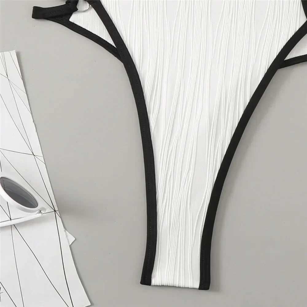 Women's Swimwear Sexy white backless swimsuit womens 2024 one-piece swimsuit hollow single Gini swimsuit H241130