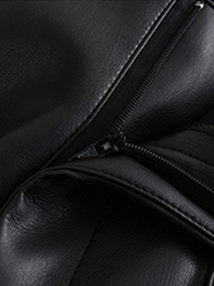 Spring Autumn Long Black Soft Pu Leather Pants Women With Zipper High Waist Casual Elegant Straight Leg Trousers