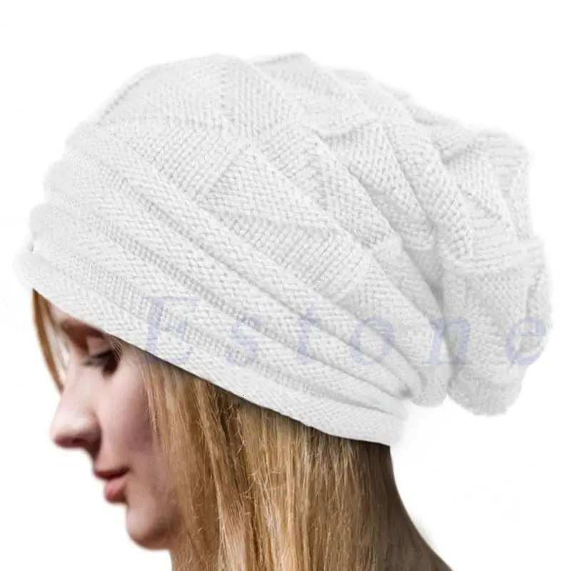 Knitted Baggy Beanie Oversized Winter Hat Ski Slouchy Cap Skullies Men Wool Warm Beanies Unisex 241125