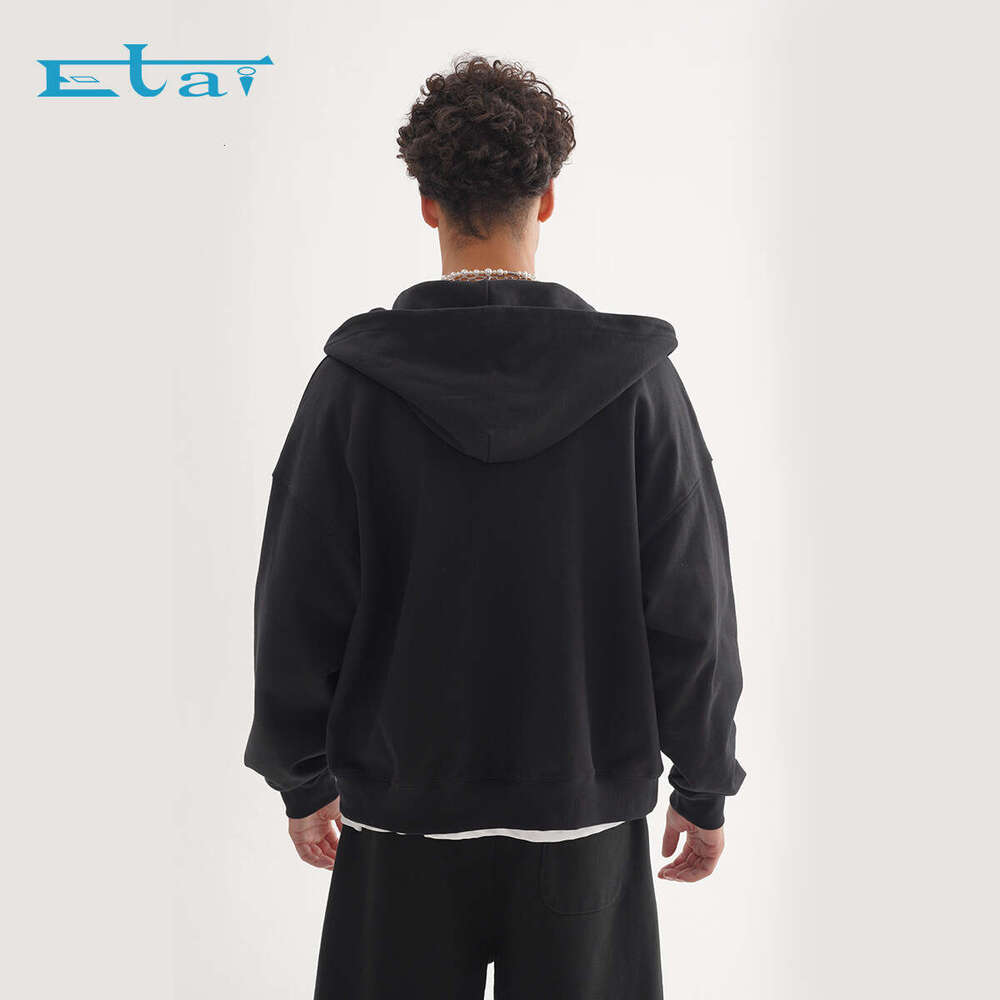 Men's European And American Pure Cotton Retro Zipper Hoodie, High-Quality Hooded Cardigan, Men's Hoodie B4