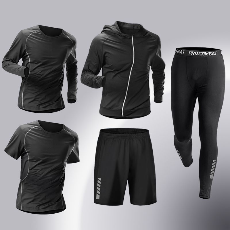 5Pcs Men's Compression Sportswear Suit GYM Tight Sports Yoga Sets Workout Jogging MMA Fiess Clothing Tracksuit Pants Sporting