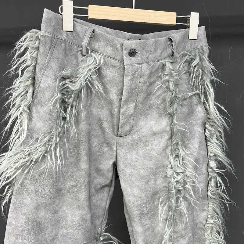 Women's Jeans PFHQ Flared Pants loose fit PU plush panel mens niche design pocket handsome heavydutyi ndustrialm ensm enst H241130