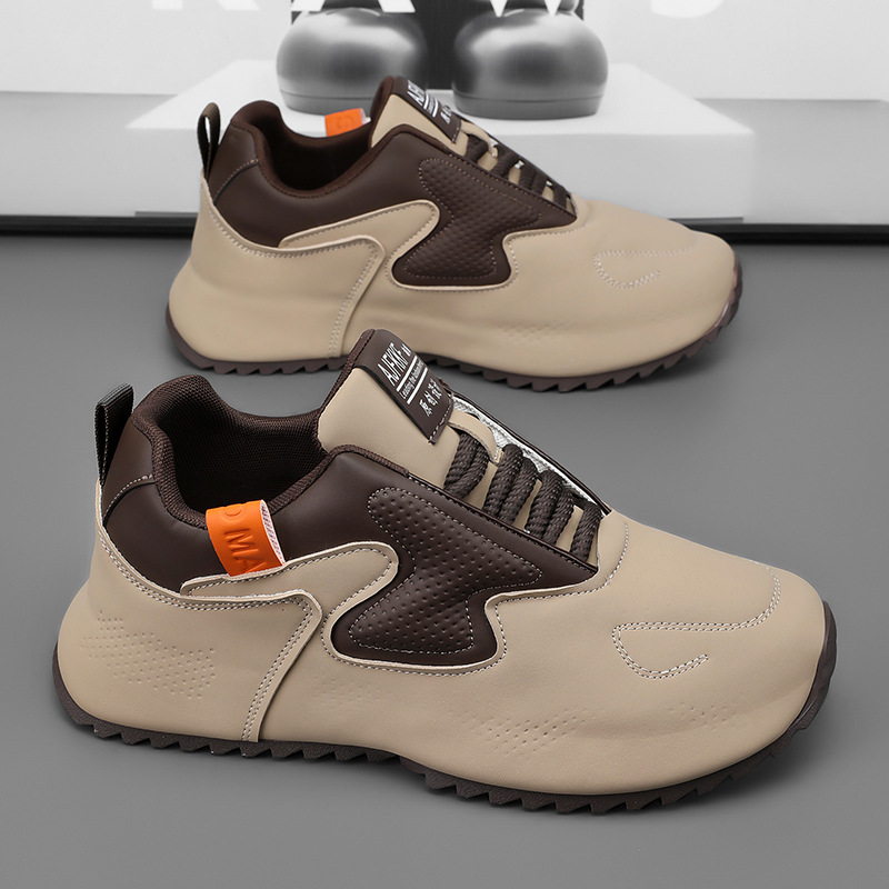Cross-border explosive big size leather casual sports dad men's Korean version of the trend running shoes