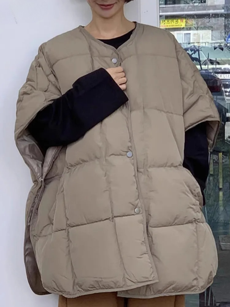 Sleeveless O-Neck Loose All-Match Single Breasted Cotton Waistcoats Thick And Warm Women Winter Vest 2024 Autumn 16O2616