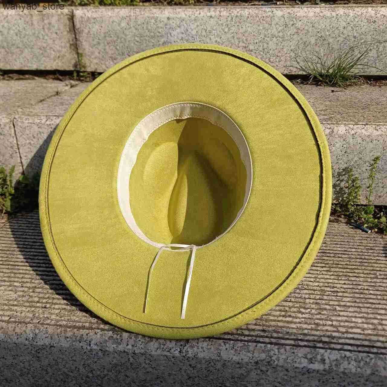 Wide Brim Hats Bucket Hats New Suede Fedora Hat 9.5cm Wide Brim Suede Hats for Women and Men Hand Sewn Autumn Winter Jazz Hat Fashion chapeau femme L2