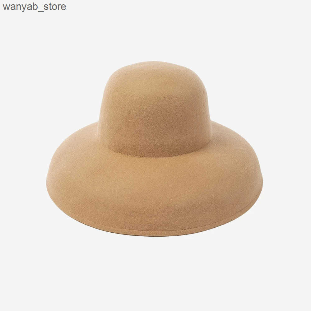 Wide Brim Hats Bucket Hats % Wool felt women vintage hat fashion hat wide brim hat L240910