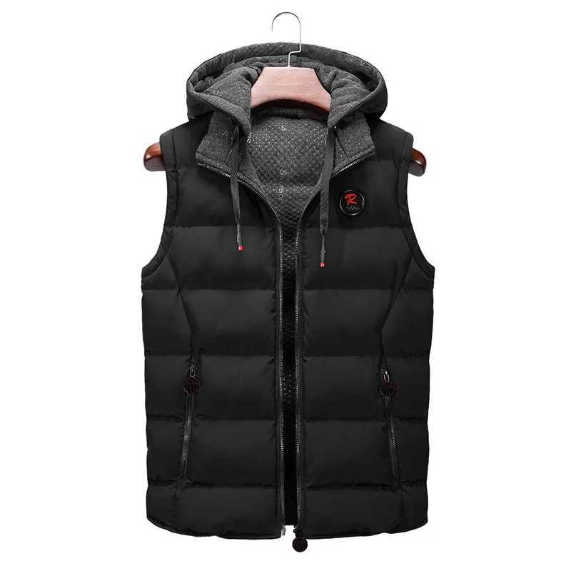 Men's Down Parkas Winter Casual Vests Warm Hood Jacket Vest Men Sleeveless Streetwear Jackets Parkas Vests Men Outerwear Quality Mens Vest Brand 