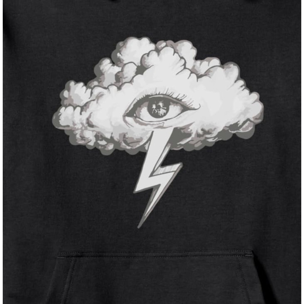 Hoodie for Mens Womens Black and White Drawing of cloud with Lightning Design Pullover Hoodie Graphic Hoodies sweatshirt Fashionable and cute