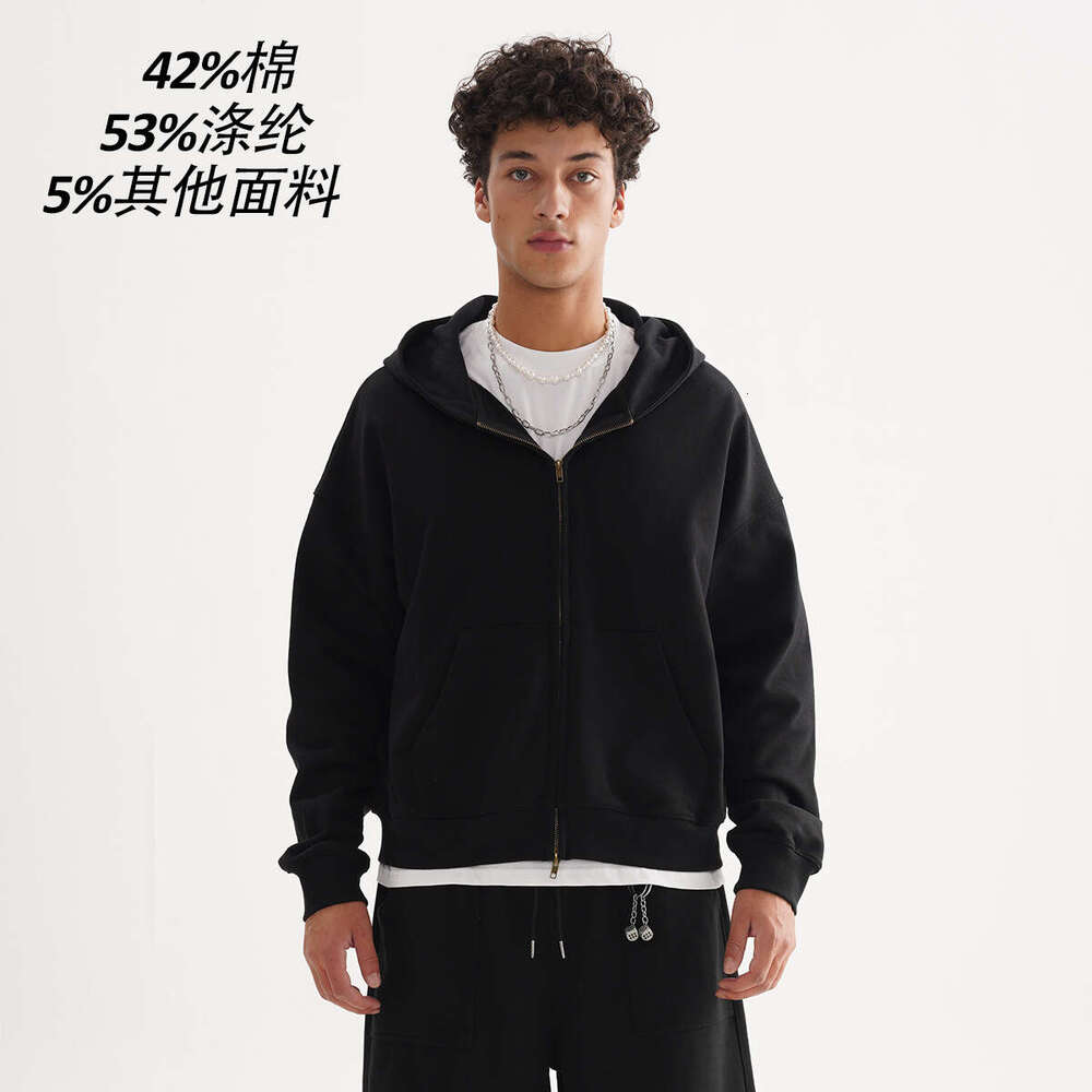 Men's European And American Pure Cotton Retro Zipper Hoodie, High-Quality Hooded Cardigan, Men's Hoodie