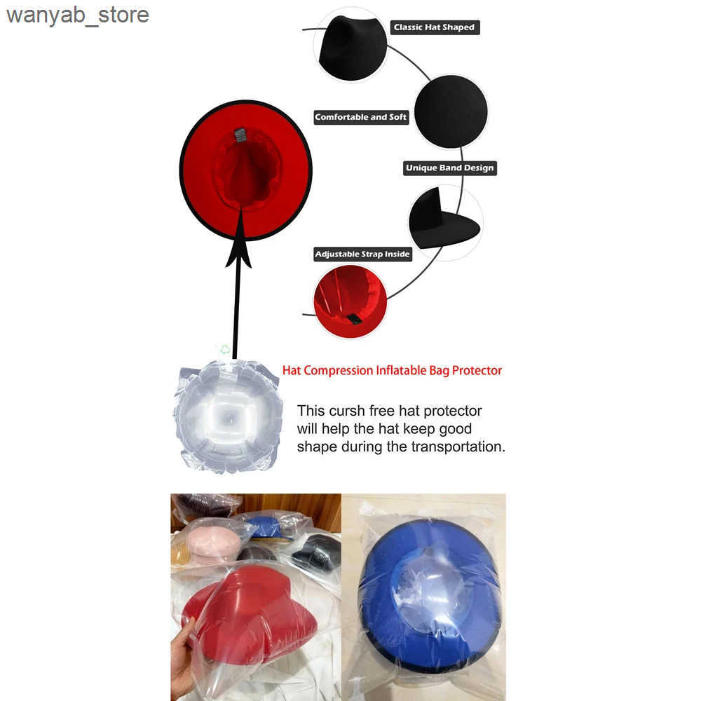 Wide Brim Hats Bucket Hats Two Colors Fedora Hats Women Wool Felt Vintage Church Ladies Hat Unisex Wide Brim Panama Party Cowboy Cap Jazz Wedding Hat 