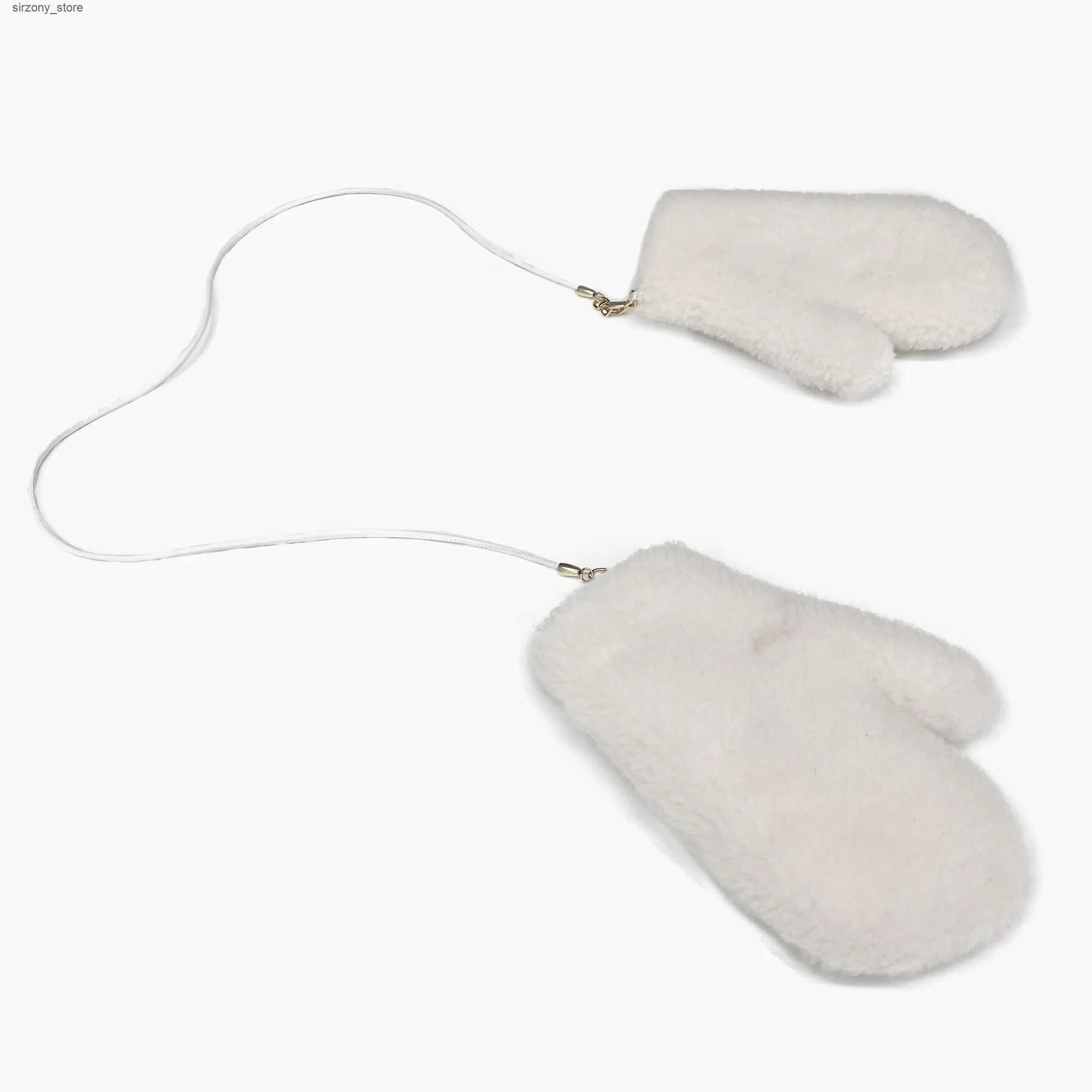 Mittens MAX Teddy Bear Gloves with Detached Rope Women 2023 Fashion Warm Wool Wholesale Sheep Fur Mittens J241130