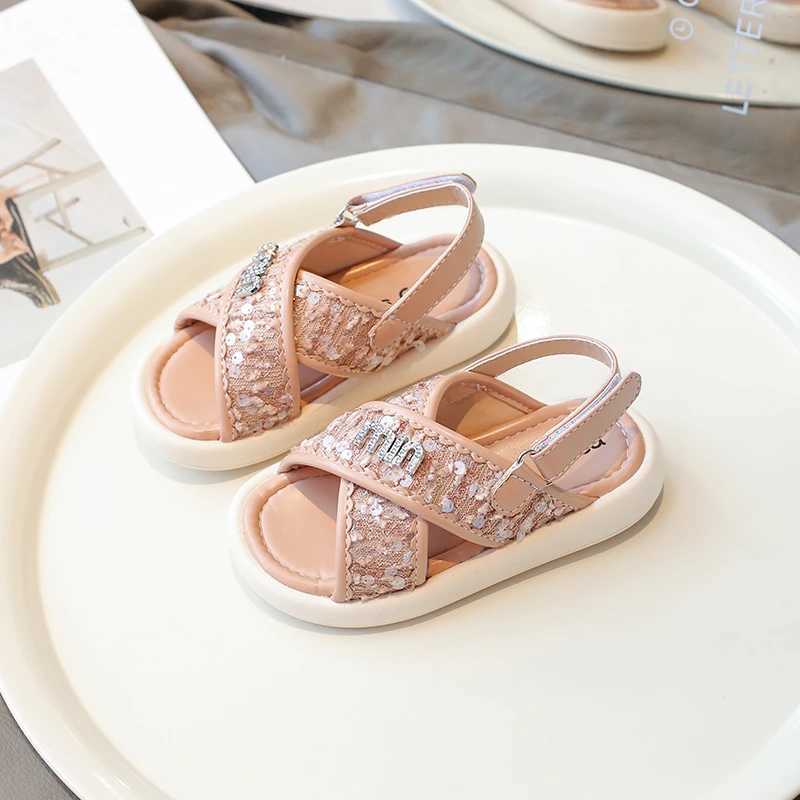 Sandals Children Fashion Casual Summer Soft-soled Non-slip Sequin Beach Sandals Girls Roman Kid Sandles Breathable Slippers for Girls Y241129QZ85 z250