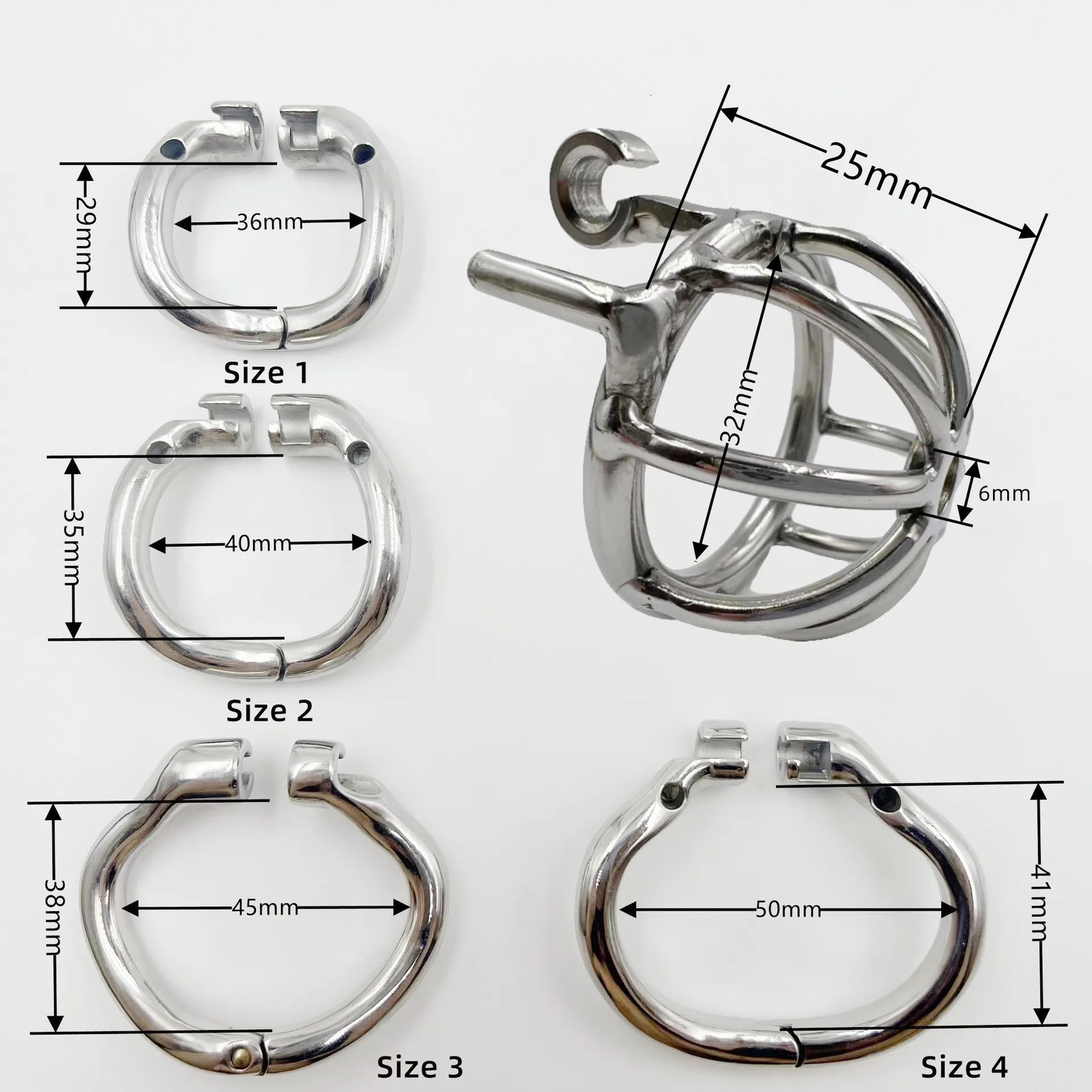 Stainless Steel Chastity Device with Urethral Catheter and AntiShedding RingCock CagePenis RingS055A 240423
