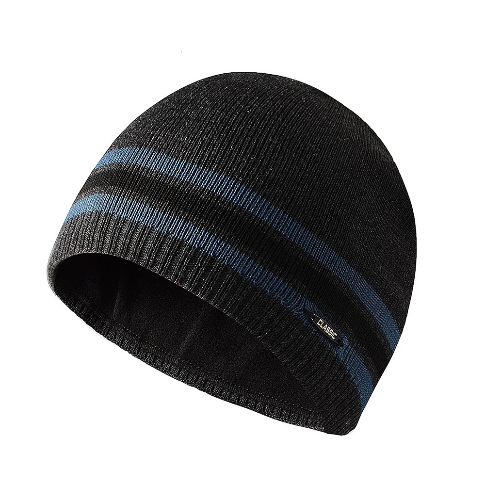 Mens Fleece Knitted Hat Winter Warm Beanie Soft Comfortable Snow Ski Cap Male Outdoor Thick Windproof Hedging Beanies 241125