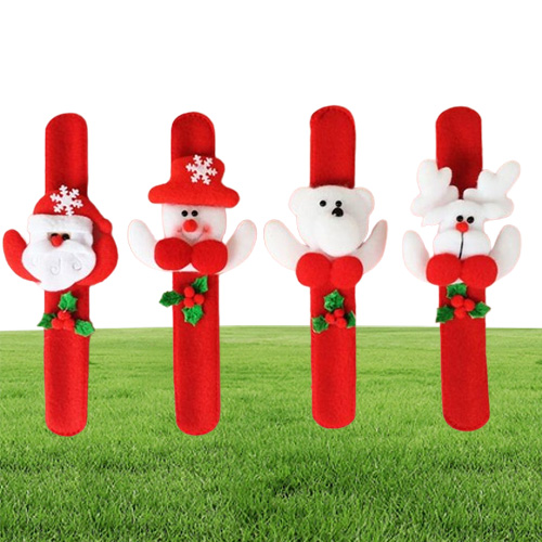 Xmas Party Favors Santa Claus Slap Bracelet Christmas Reindeer Wrist Band Bangle festive event kids adults Gift red6246570