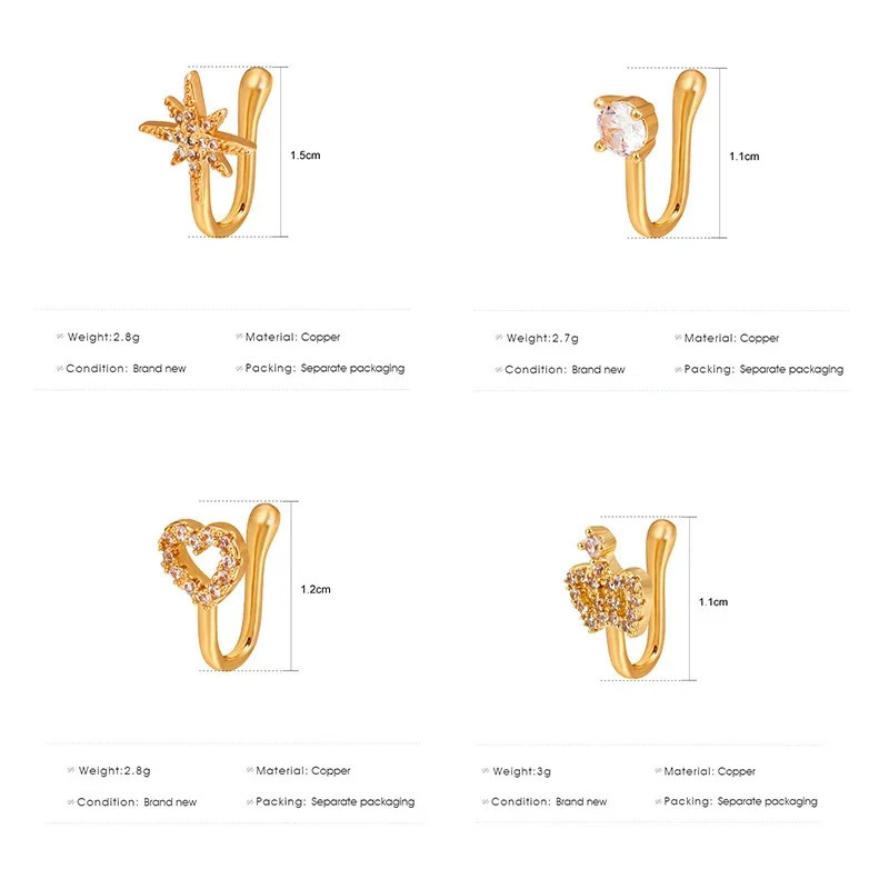 1Pc Piering Nose Ring Clip Septum Rock Hip Hoop punk Fashion Stainless Steel Body Jewelry Perforation 241125