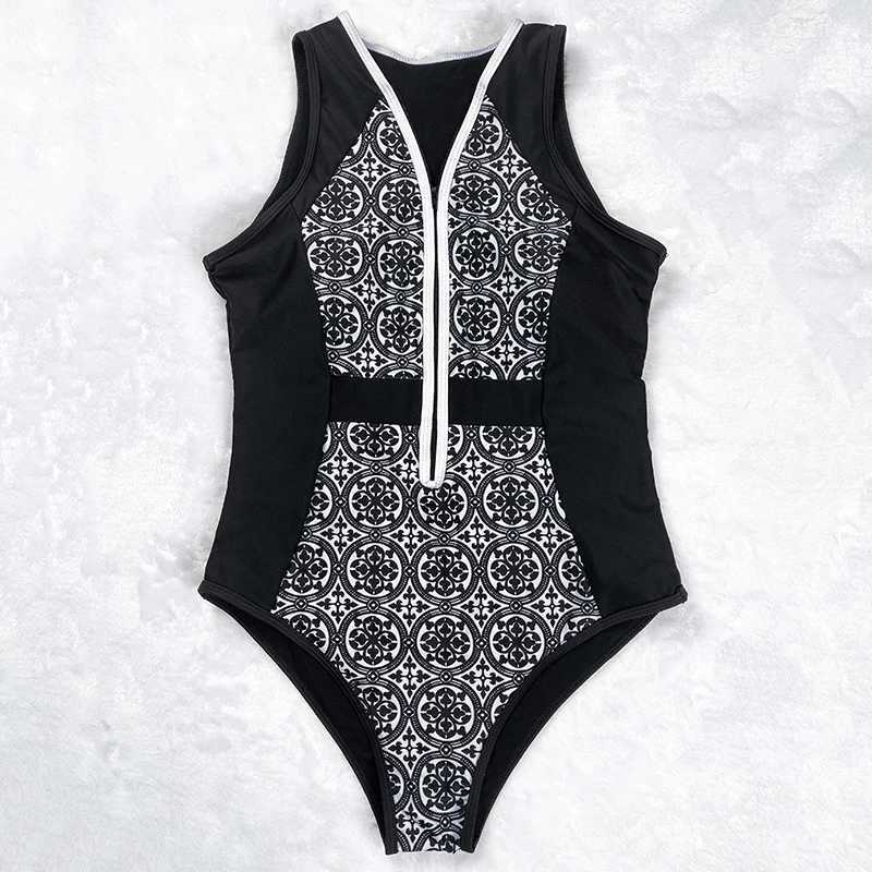 Women's Swimwear New retro one-piece swimsuit retro zipper swimsuit sexy swimsuit womens hot plus size XL bodysuit Monokini beachwear H241130