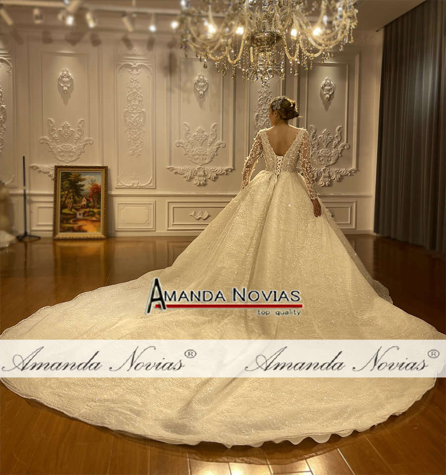 Custom V-Neck Princess Ball Gown Wedding Dress