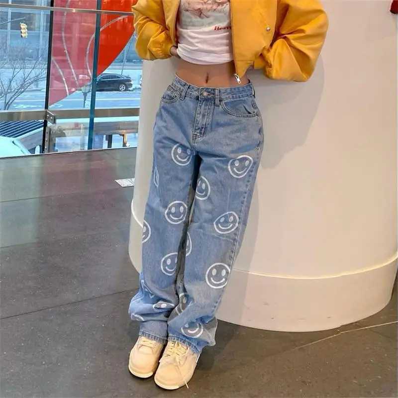 Women's Jeans Womens jeans spring and summer new straight leg high waist fashionable and trendy casual loose fit oversized jeans H241130