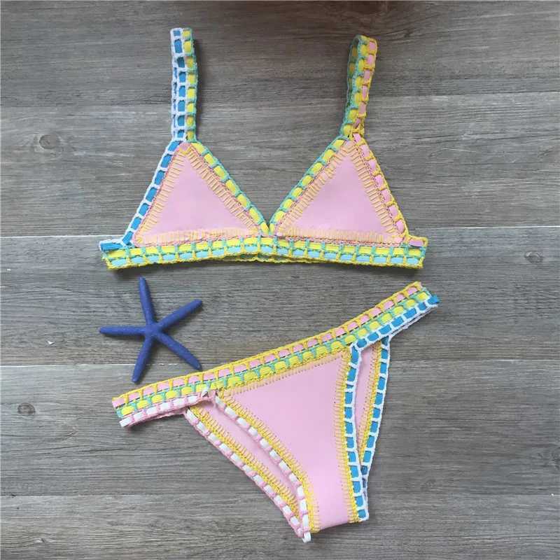 Women's Swimwear Sexy Bikini Summer Womens Handmade Crochet Bikini Set Swimsuit Beach Swimsuit H241130
