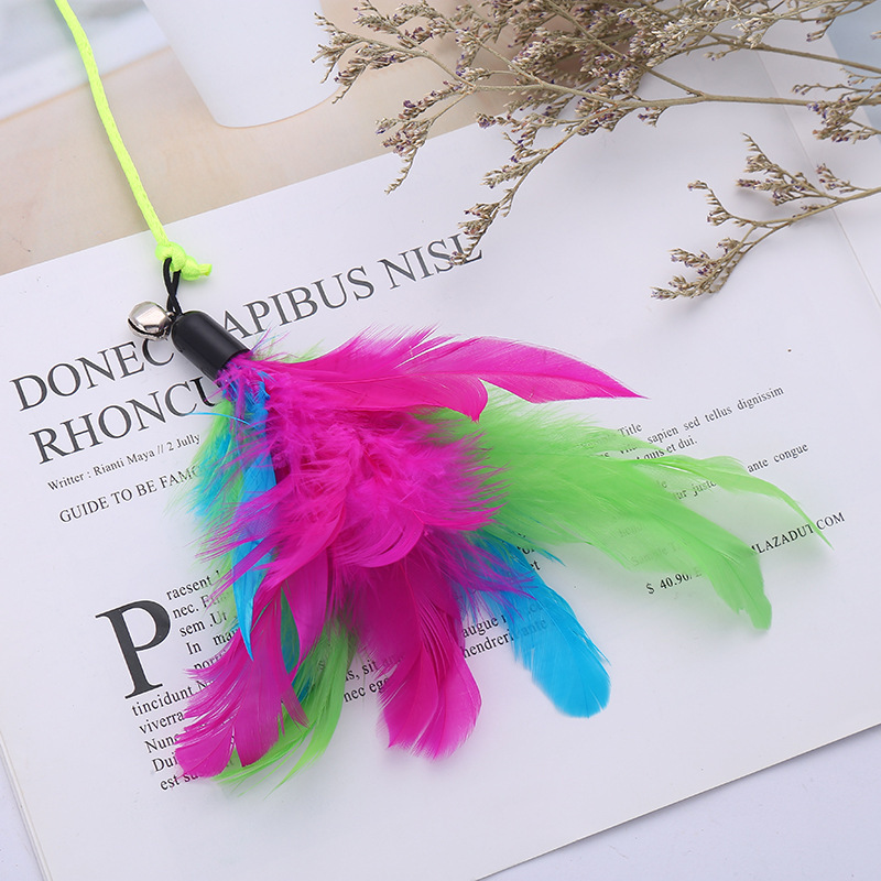 Flexible plastic long pole dolphin handle feather head teaser laser interactive cat toys wholesale