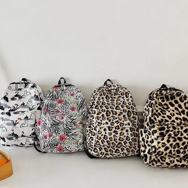 Fashion leopard print Women Backpack Large capacity schoolbag for Teenagers Girls backpack Travel female shoulder bag bagpack 241115