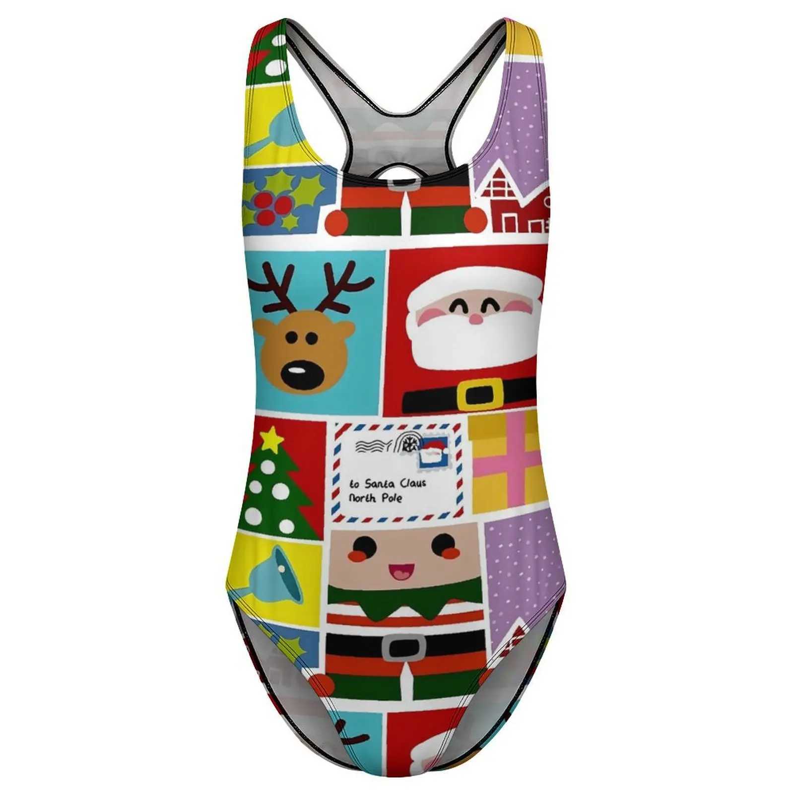 Women's Swimwear Christmas swimsuits Christmas patches swimsuits one-piece holiday surfing swimsuits high cut swimsuits womens push up sexy beach