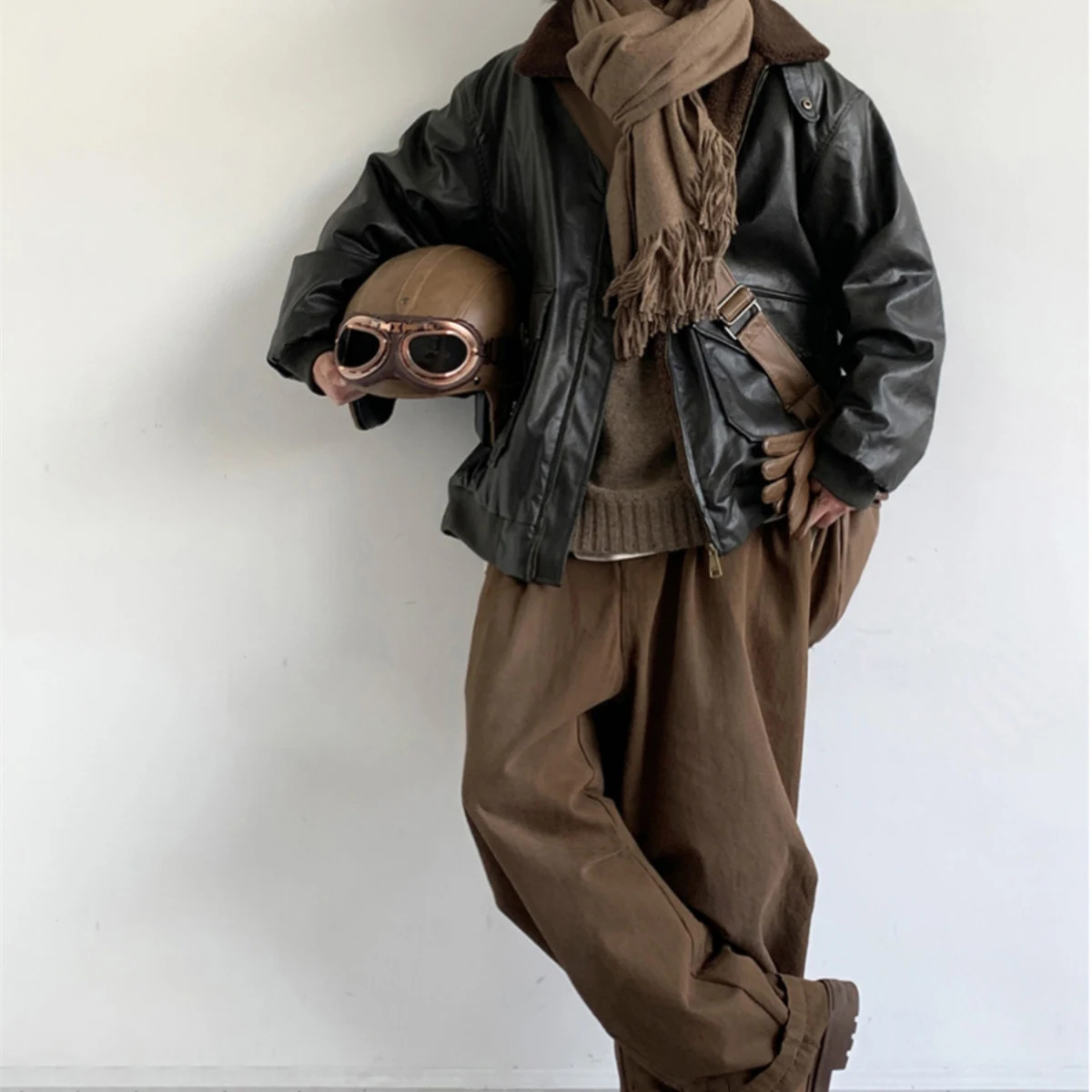 Winter American Retro Motorcycle Leather Jacket For Men Clothing Harajuku Casual High Quality Thick Fleece Fur Collar Coat Male 241120