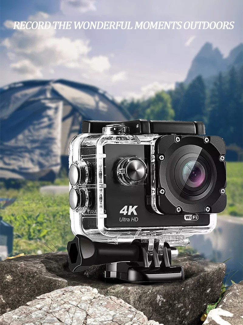 Ultra HD 4K Action Camera 30fps/170D Underwater Helmet Waterproof 2.0-inch Screen WiFi Remote Control Sports go Video Camera Pro 240418
