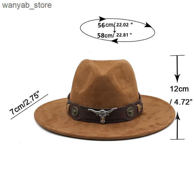 Wide Brim Hats Bucket Hats Simple Womens Mens Suede Hollow Western Cowboy Hat With Fashion Belt Gentleman Lady Jazz Cowgirl Toca Sombrero Cap L240910