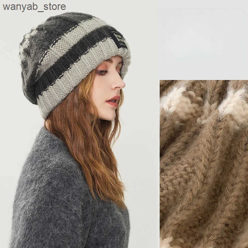 Wide Brim Hats Bucket Premium Turban Cap Keep Warm Knitted Hat Multicolour Winter Breathable Beanie Sequin Trilby Athleisur Bonnet for Ladies L240910