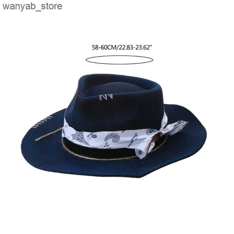 Wide Brim Hats Bucket Hats Vintage Ethnic Wool Wide Brim Hat with Distressed Look Fashion Forward and Versatile for Adults L240910
