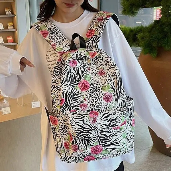 Fashion leopard print Women Backpack Large capacity schoolbag for Teenagers Girls backpack Travel female shoulder bag bagpack 241115