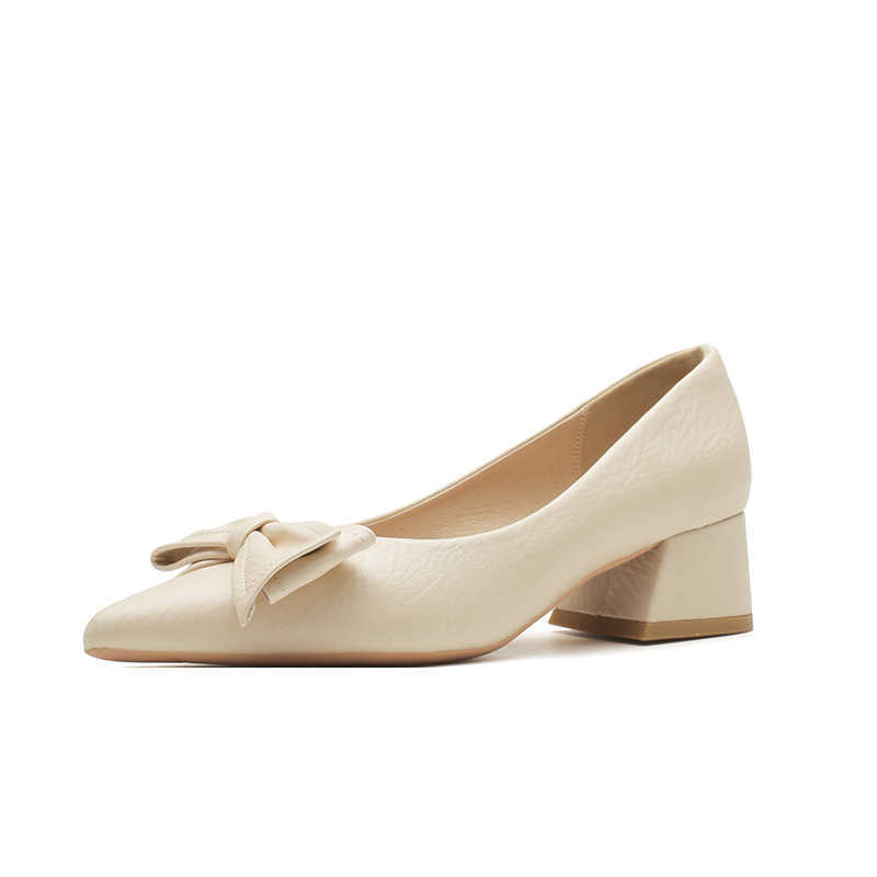 Classic Comfort Coarse Heel Pointed Womens Single Shoe Non tiring Foot Versatile Simple Womens Shoe