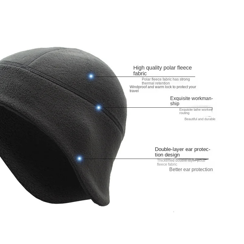 3pcs Tactical Beanie Earflaps Men Winter Thermal Fleece Skull Cap Under Helmet Liner Ski Cycling Outdoor Sport Snow Hat 241125