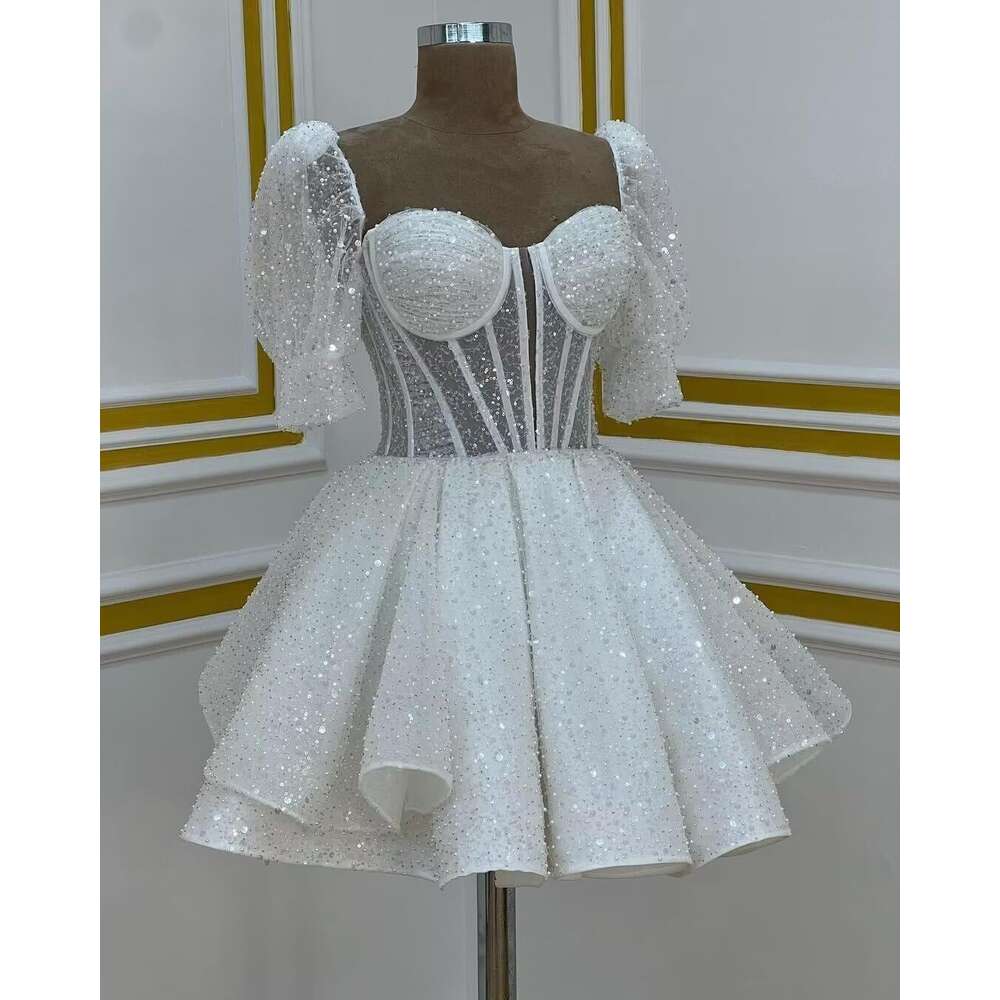 Sweetheart Sparkly Short Prom Dress Layered A Line Homecoming Detachable Sleeves Mini tail Dresses prom AMZ es MZ