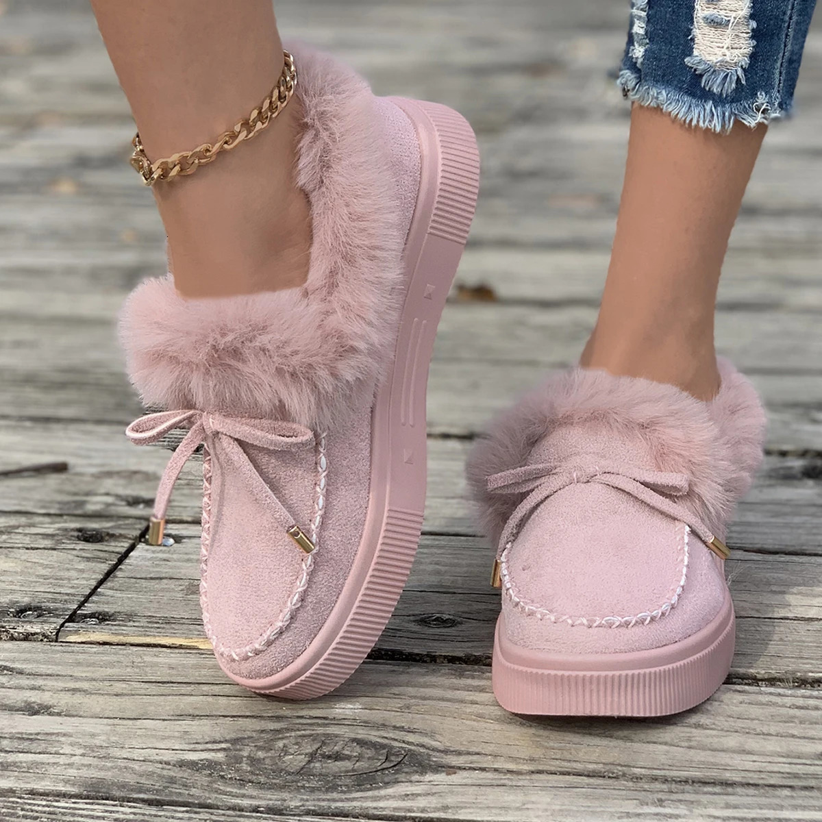 2024 autumn and winter multicolor womens cotton boots velvet thickened lowtop warm wool shoes in stock 241126