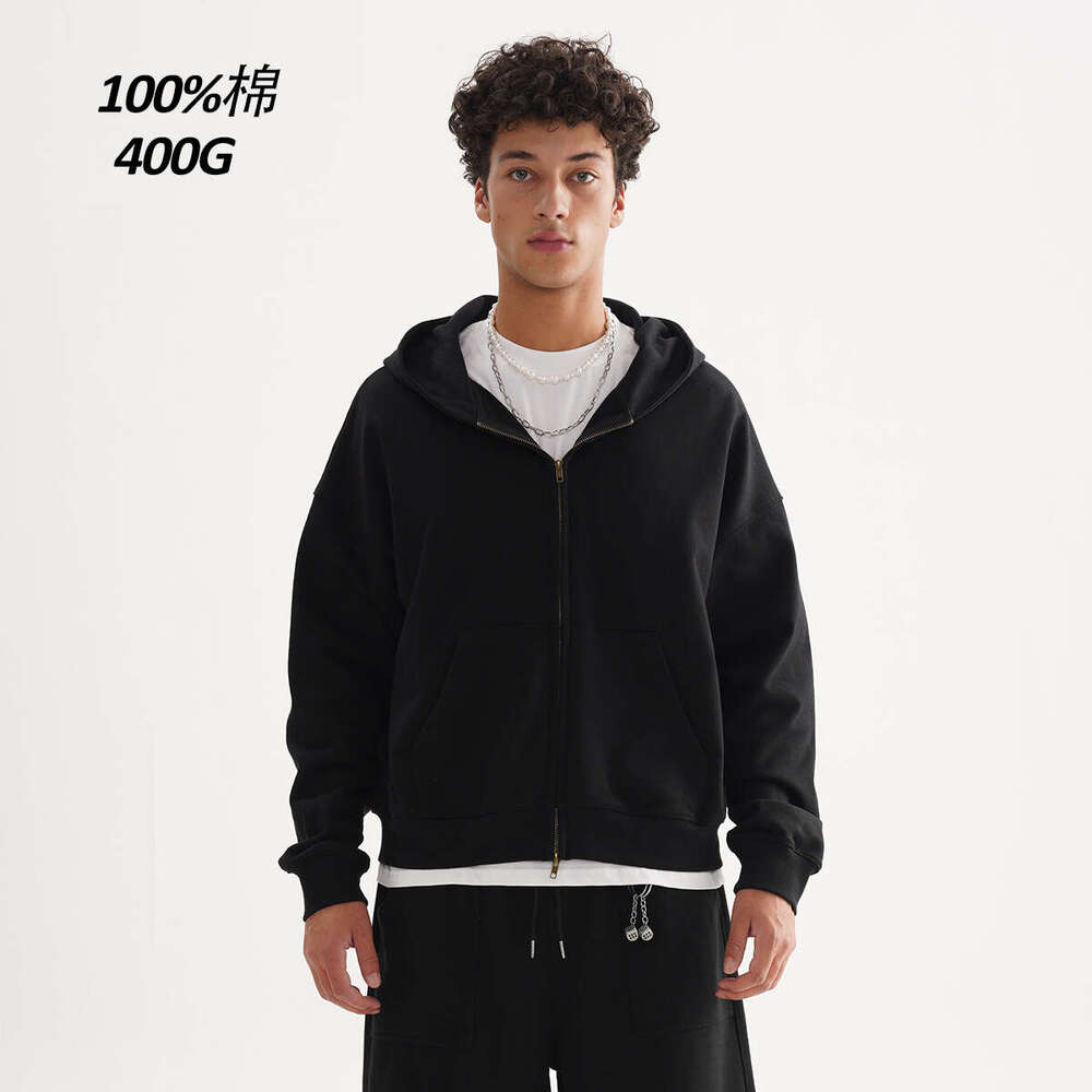 Men's European And American Pure Cotton Retro Zipper Hoodie, High-Quality Hooded Cardigan, Men's Hoodie