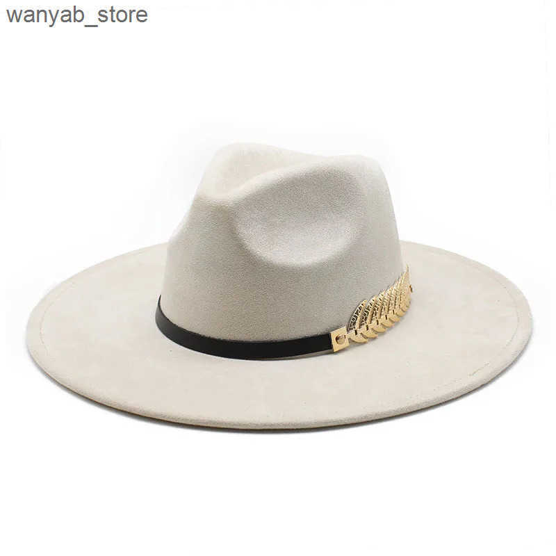 Wide Brim Hats Bucket Hats Suede Top Hat 9.5cm Wide Brim Fedora Hat Men Women Autumn Winter Felt Jazz Hats Classic Church Fedoras Chapeau Sombrero Muj