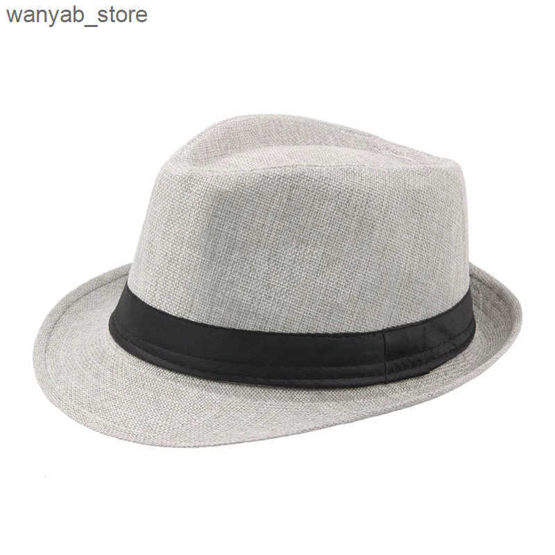 Wide Brim Hats Bucket Hats Trendy Wide Brim Men Straw Hat Women Summer Solid Color Fedoras Jazz Sun Cap Outdoor Casual Panama Cowboy Hats L240910