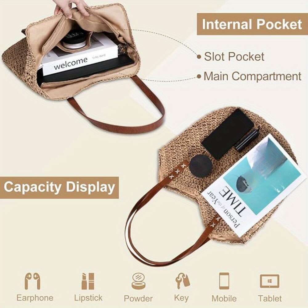 Beach Summer Hot Shoulder Bag - Soft Woven Fabric Handbag For Vacation -