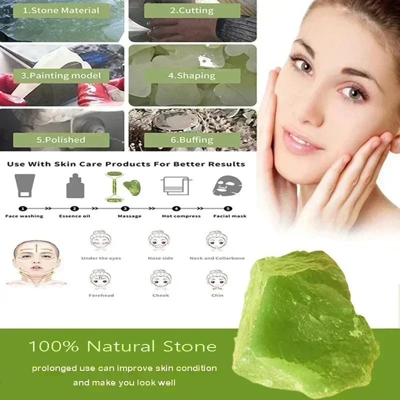 Natural Jade Roller Face Gua Sha Stone Body Neck Massager Acupoint Eye Care Spa Massage Tools Visage Lifting 241118