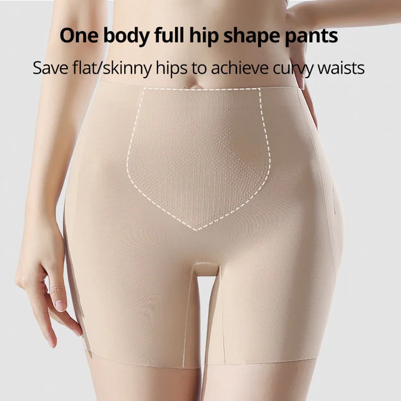 Flarixa High Waist Tummy Control Body Shaper Seamless Ice Silk Safety Shorts Butt Lifter Panties Hip Enhancer Shapewear 241121