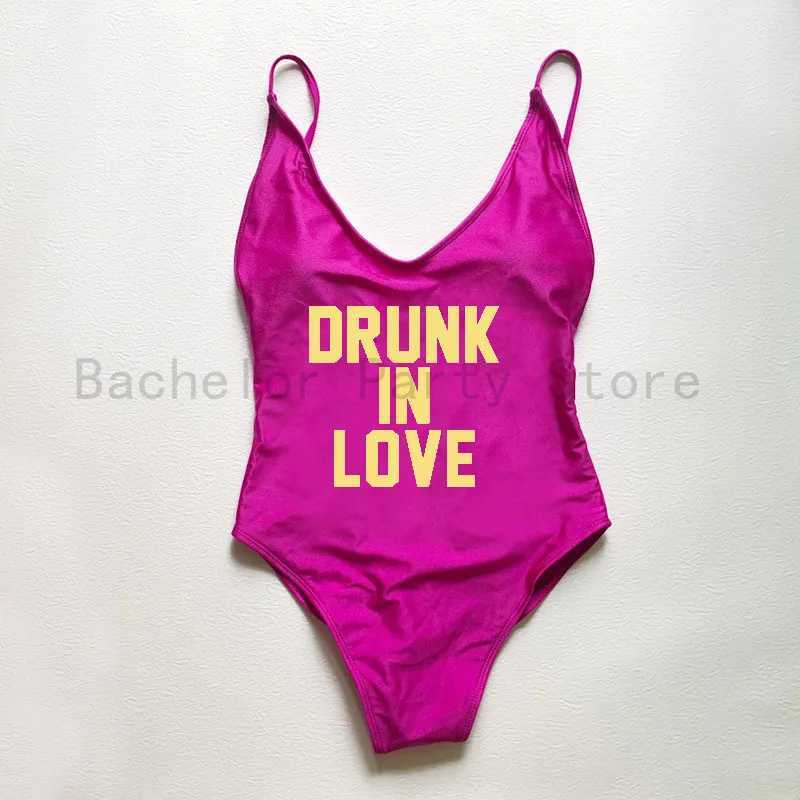 Women's Swimwear Drunk In Love Letter Print swimsuit womens adjustable shoulder strap swimsuit womens thong pad one-piece swimsuit beach wear bad