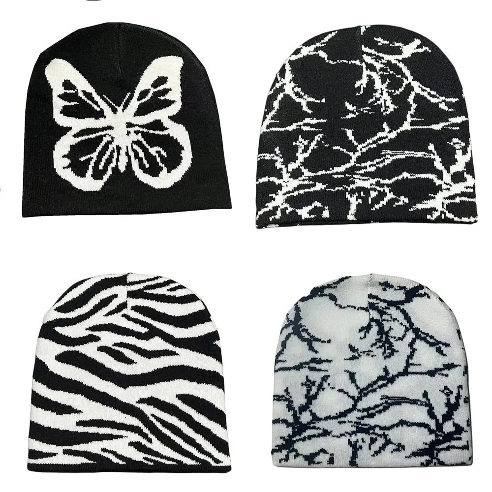 Knitting Cap Hat Men Women Beanie Bonnet Gothic Wool Acrylic Warm Casual Skullies Y2k Ins Hip Hop Cold 241125