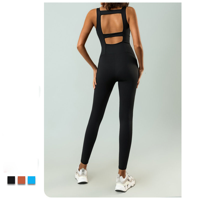 Women One Piece Tracksuits Hollow Back Gym Sets Yoga Suits Sportswear Sports Jumpsuits Fiess Rompers Female Workout Bodysuits